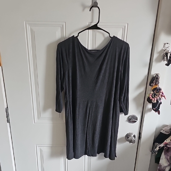 Joan Vass Dark Charcoal Scoop-Neck Tunic - Picture 4 of 6